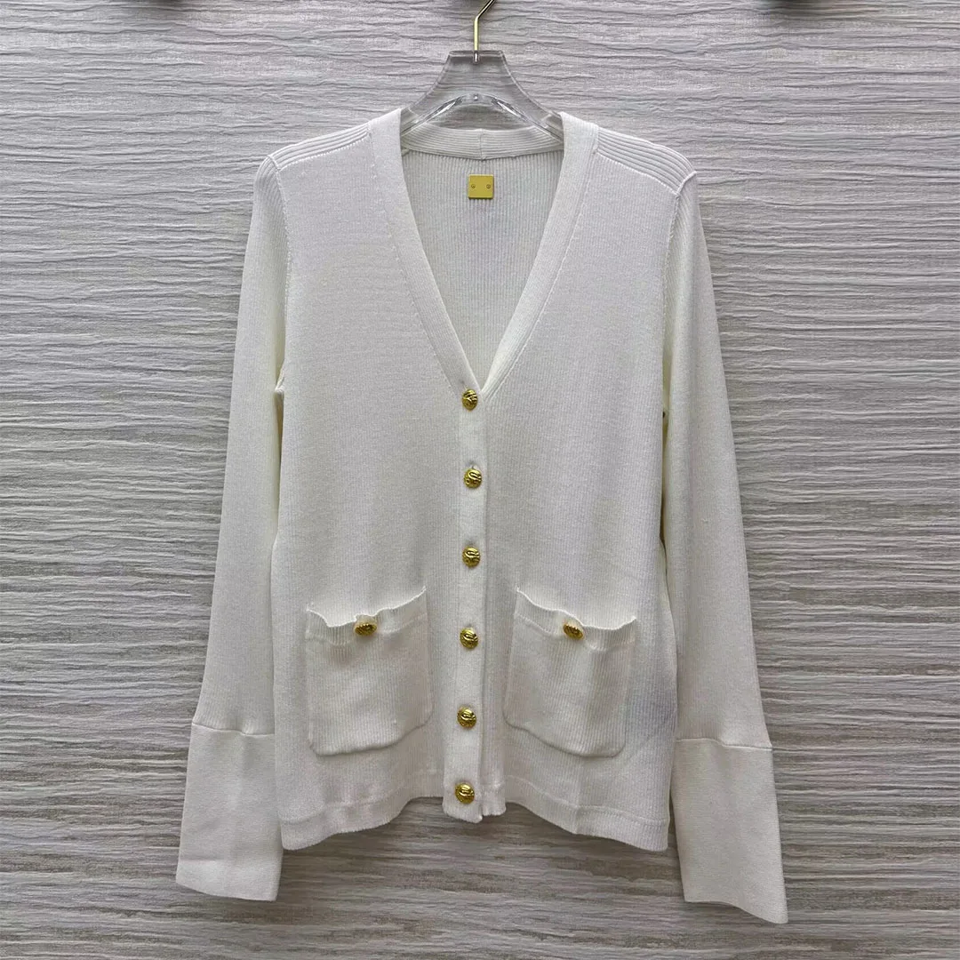 

Новые осенние вязаные кардиганы из тонкой пряжи, женский свитер с v-образным вырезом, золотыми пуговицами, карманами, длинными рукавами, свободный повседневный винтажный трикотаж