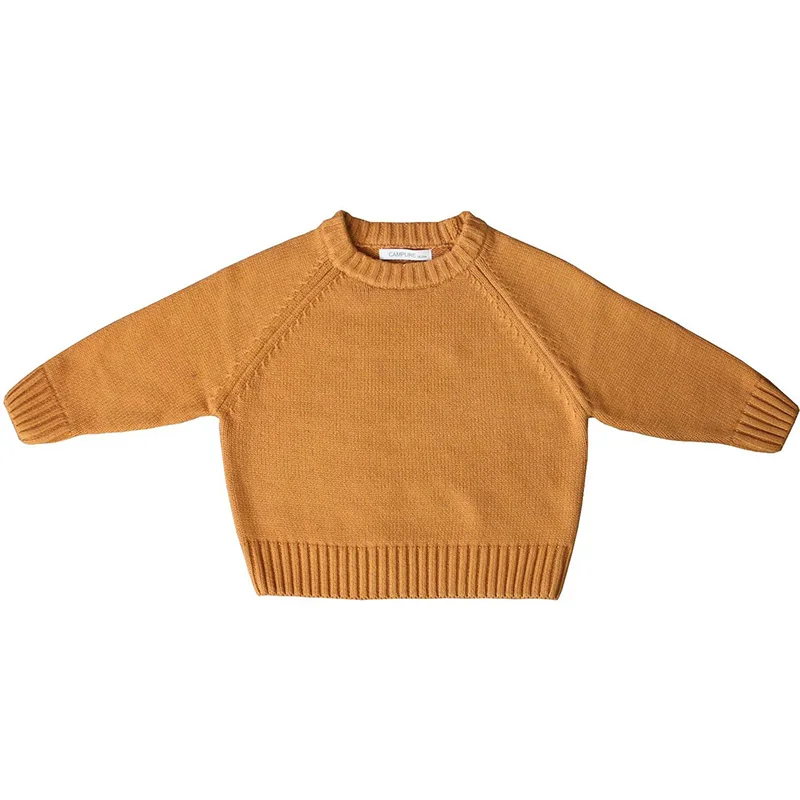 Baby Crewneck Cotton Soft Wool Sweater, Roupas infantis, Meninos, Meninas, Sólido, Casual, Básico, Outono, Inverno, Tops com capuz, Crewneck, 1-7 anos