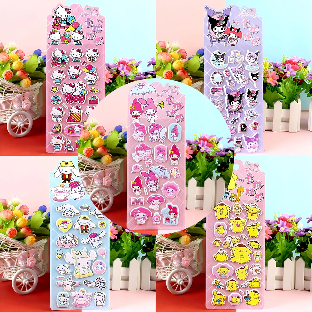 

Kawaii Sanrio Anime Bubble Stickers Cute Cartoon Cinnamoroll Kuromi Melody Puffy Decals Kid Reward Sticker Decoration Toy Gift