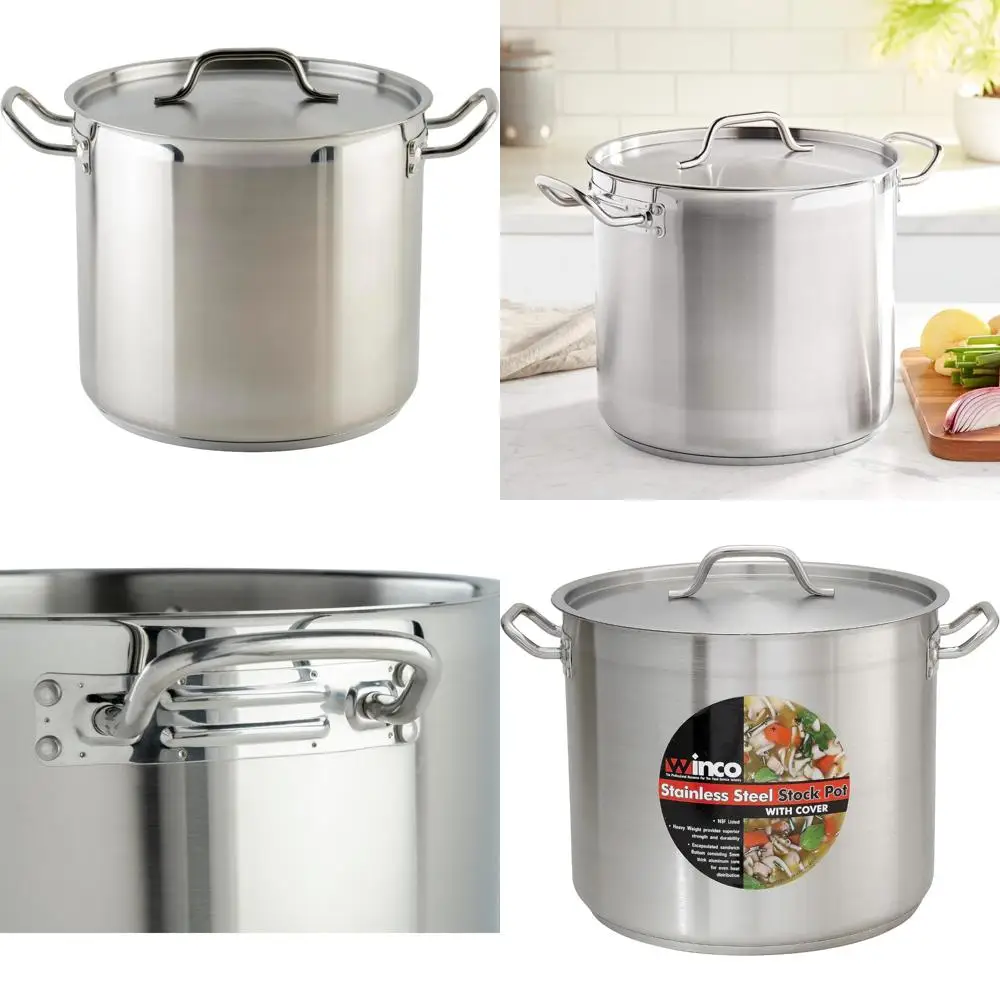 

Stainless Steel 16-Quart Stock Pot with Lid - Large Capacity Cooking Pot for Stews, Soups, and More
