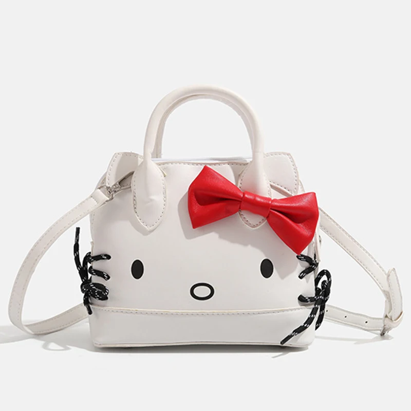 Kawaii Sanrio Hello Kitty PU Shoulder Bags Cute Cartoon Crossbody Bag Y2K Fashion Simple Tote Handbag Birthdays Gift Girls Women