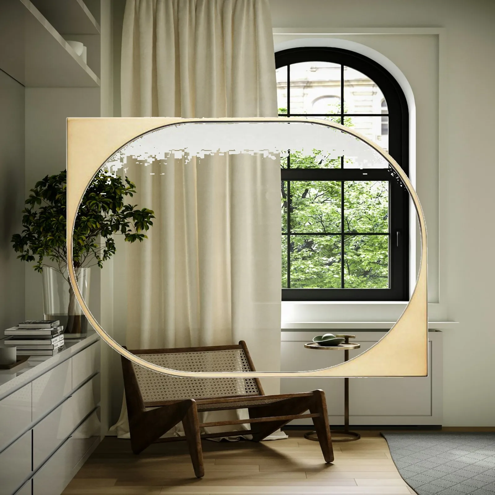 Asymmetric Gold Wall Mirror Irregular Shape Modern Decorative Mirror for Bedroom Hallway Wall Decor