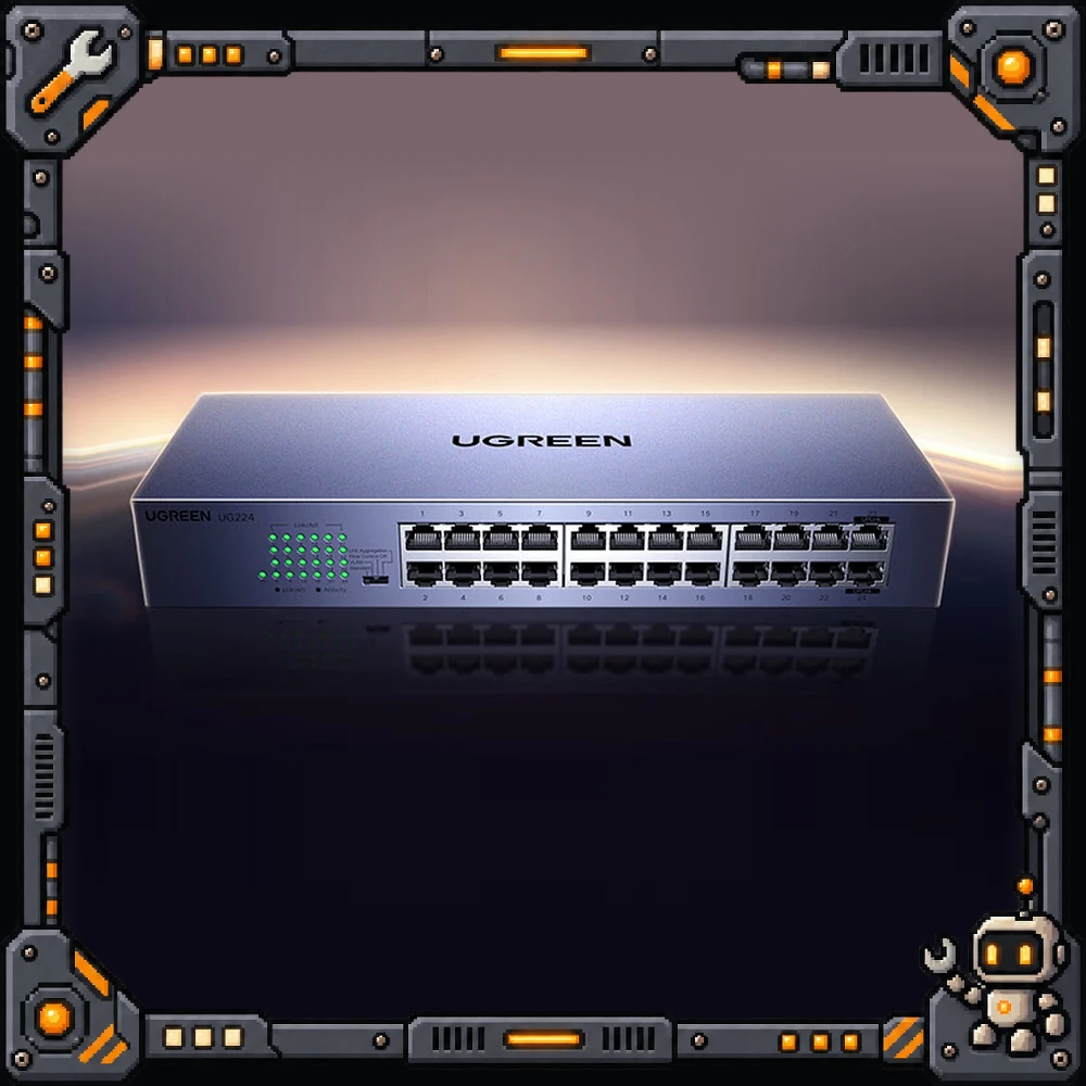 UGREEN 35374 Gigabit Ethernet Switch CM740 24 Ports VLAN Isolation Static Link Aggregation Metal Case 19in Rack Mount