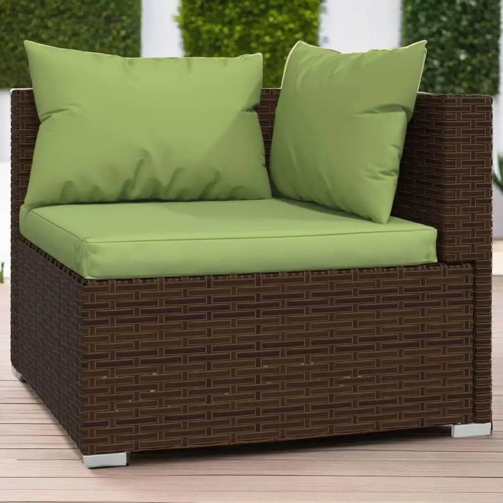 7-Piece Brown Poly Rattan Patio Lounge Set with Cushions - Stylish Outdoor Furniture