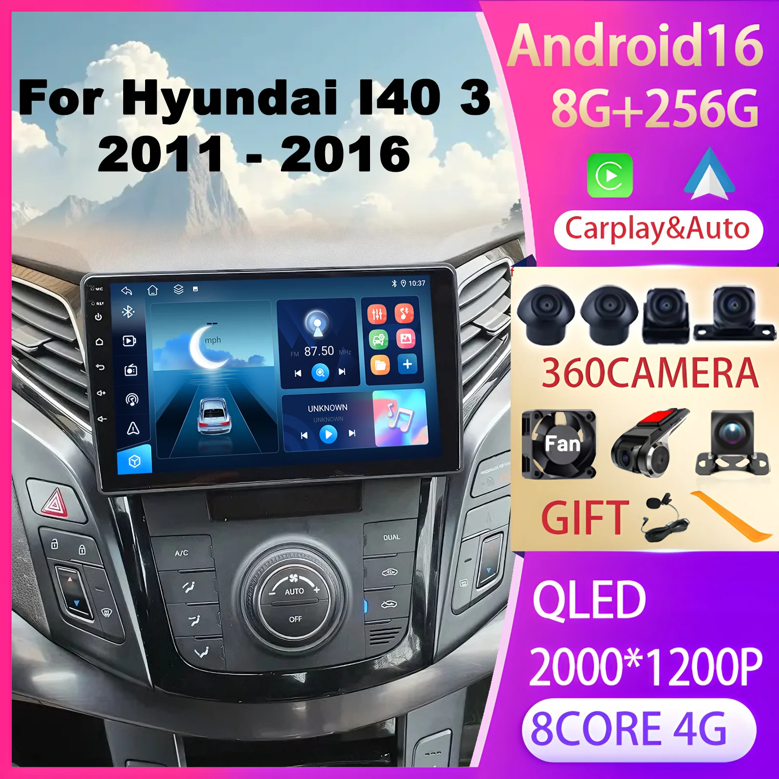 

Stereo Car Intelligent Systems Carplay Auto for Hyundai i40 2011-2019 Multimedia Video Player GPS Navi FM DSP Car Radio 4G WIFI