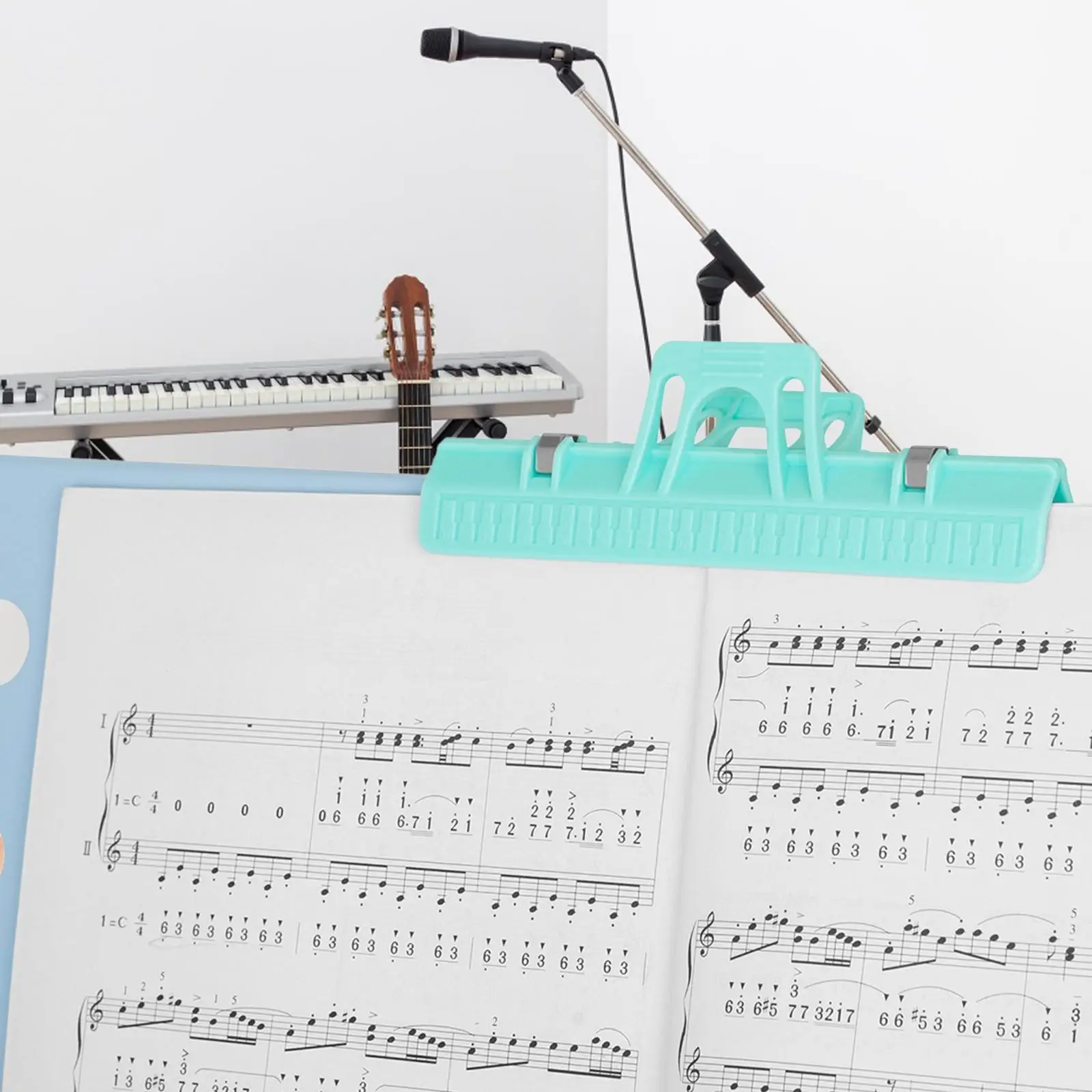 2X Музыкальный зажим для книг, портативное пианино, зажим для записей, журналов, музыкальные оценки, зеленый
