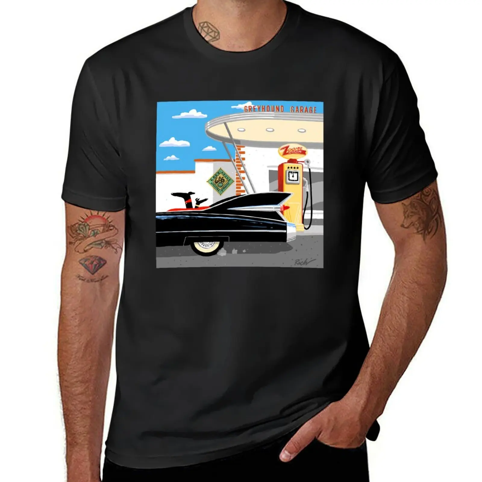 

Greyhound Garage T-Shirt T-shirts man animal prinfor boys funny gifts summer shirt T-shirt men