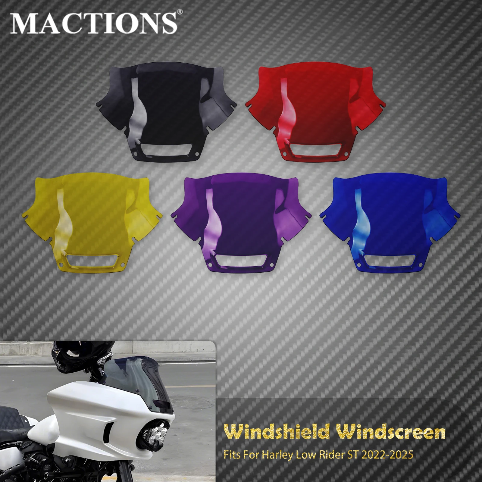 Motorcycle Windshield Windscreen Fairing Wind Deflector Black/Red/Yellow/Purple/Blue For Harley Low Rider ST 2022 2023 2024 2025