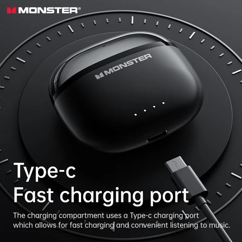 Monster TWS Bluetooth 5,3 auriculares inalámbricos GT23 auriculares de baja latencia reducción de ruido auriculares de Larga modo de reposo auriculares de sonido HiFi