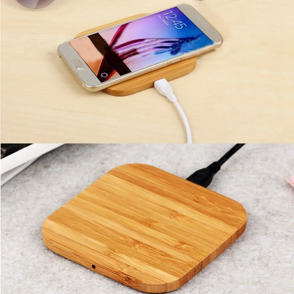 Portátil para cargador inalámbrico que carga almohadilla de madera delgada para/Plus/X almohadilla de cargador inalámbrico para teléfono inteligente para S7