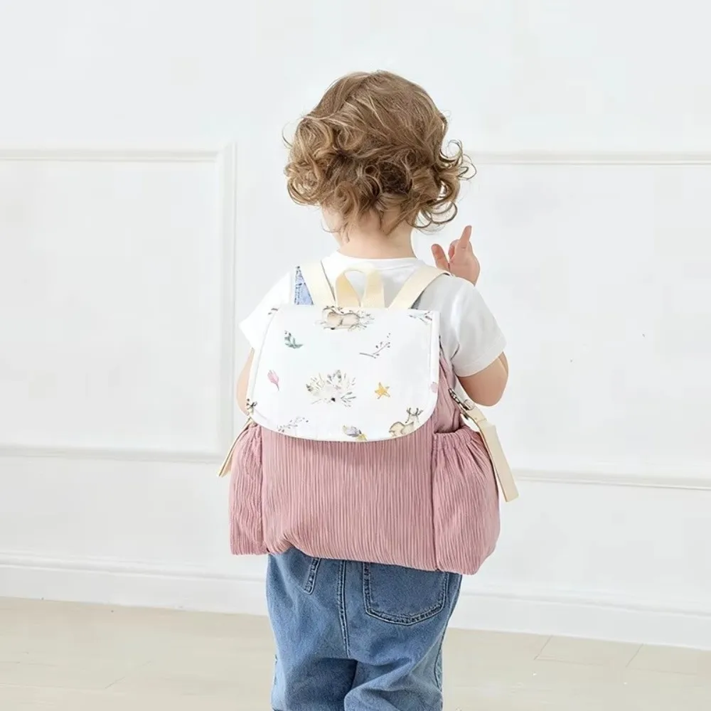Solid Color Baby Anti Lost Backpack Anti Lost Strap Lightweight Corduroy Backpack Adjustable Corduroy Toddler Backpack Gift