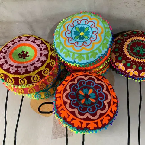 बोहेमियन मोरक्कन जातीय कढ़ाई मोटा कुशन फर्श चटाई बे विंडो चटाई कोर सोफा तकिया सीट कुशन पाउफ योग फ़्यूटन के साथ 6 best sales फर्श की सीट - №6