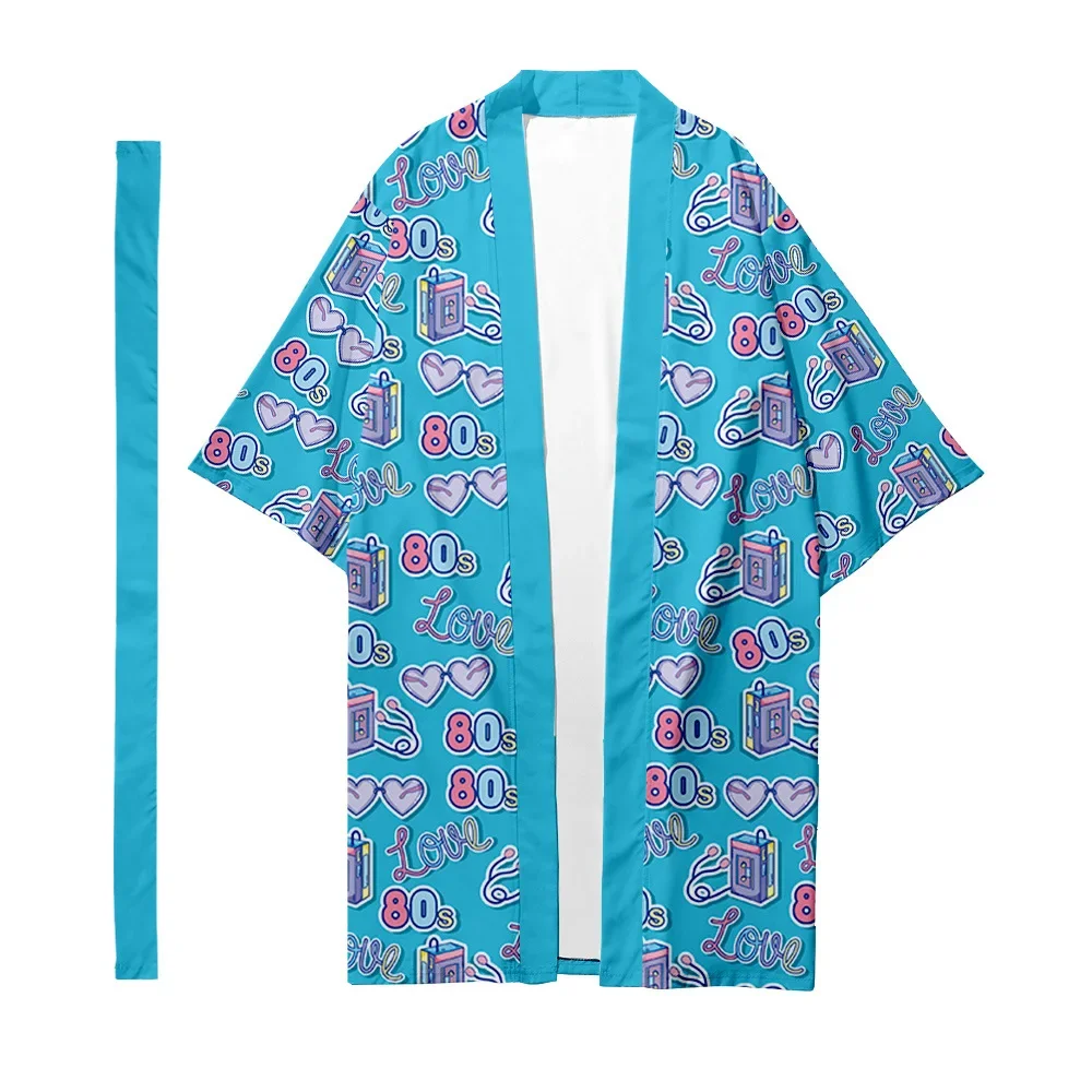 

Casual Men's Japanese Long Kimono Cardigan Women Samurai Costume Kimono Pop Art Pattern Kimono Shirt Yukata Elegant Jacket