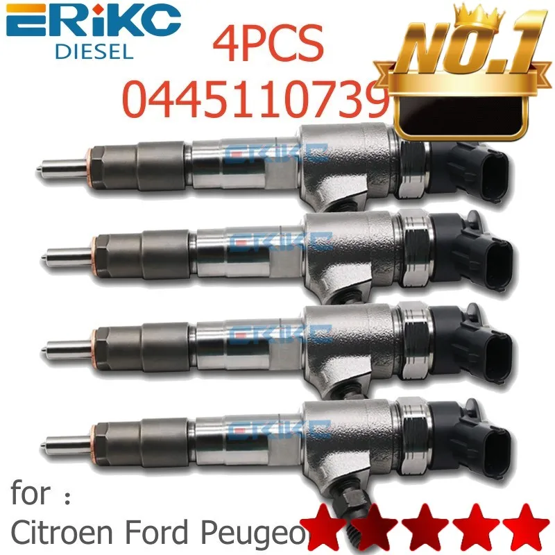 4PCS Nozzle Injector 0445110739 Diesel Fuel Injector 0986435203 Auto Fuel Injector for Citroen Ford Peugeot