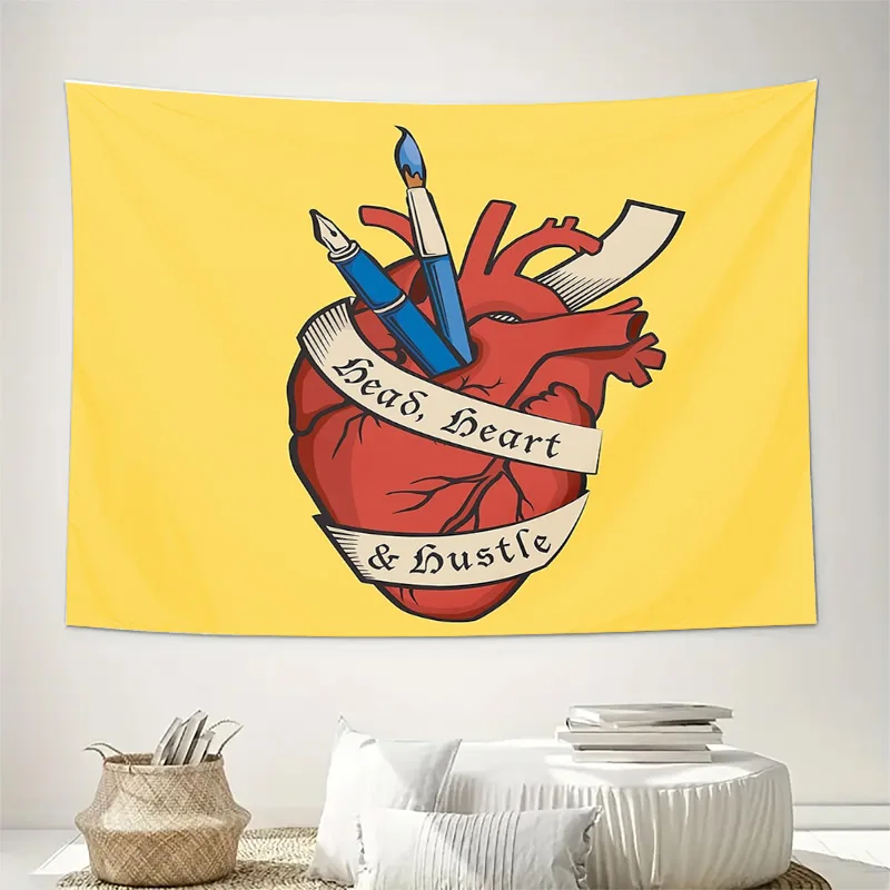 unframed Gothic Heart Tapestry Dark Academia Decor Emo Room Aesthetic Vaporwave Wall Hanging Alternative Home Decor Halloween Pa
