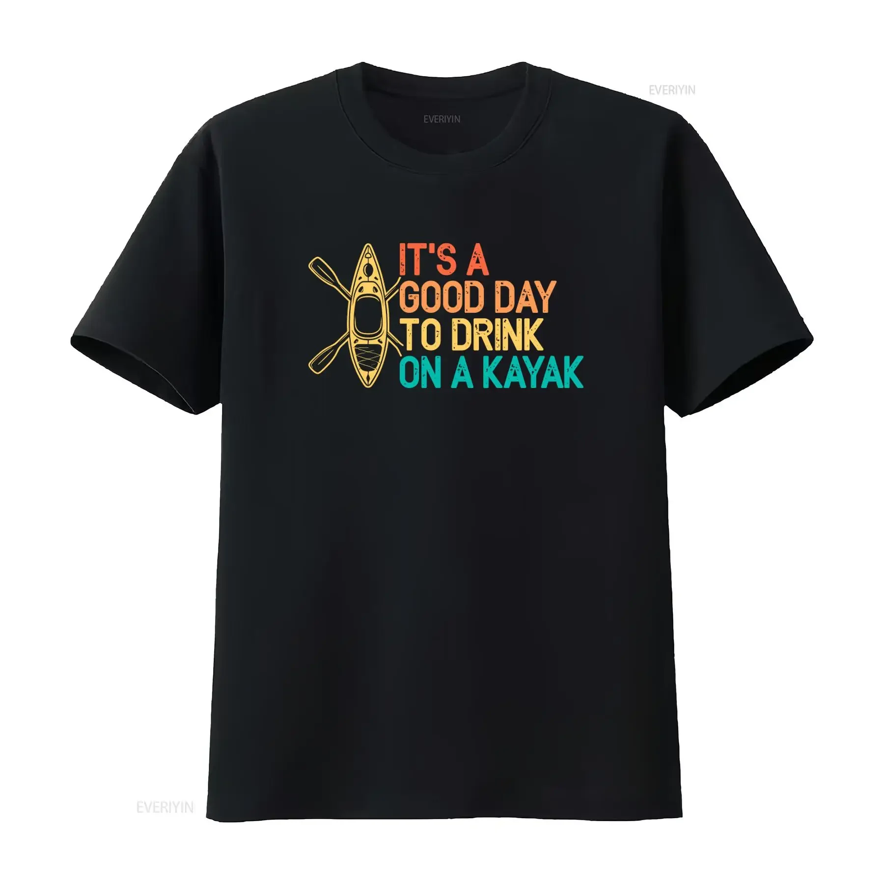 Its A Good Day To Drink On Kayak Print Men's T Shirt vintage Washed designer clothes Slightly Unisex Soft Top For Everyday Wear