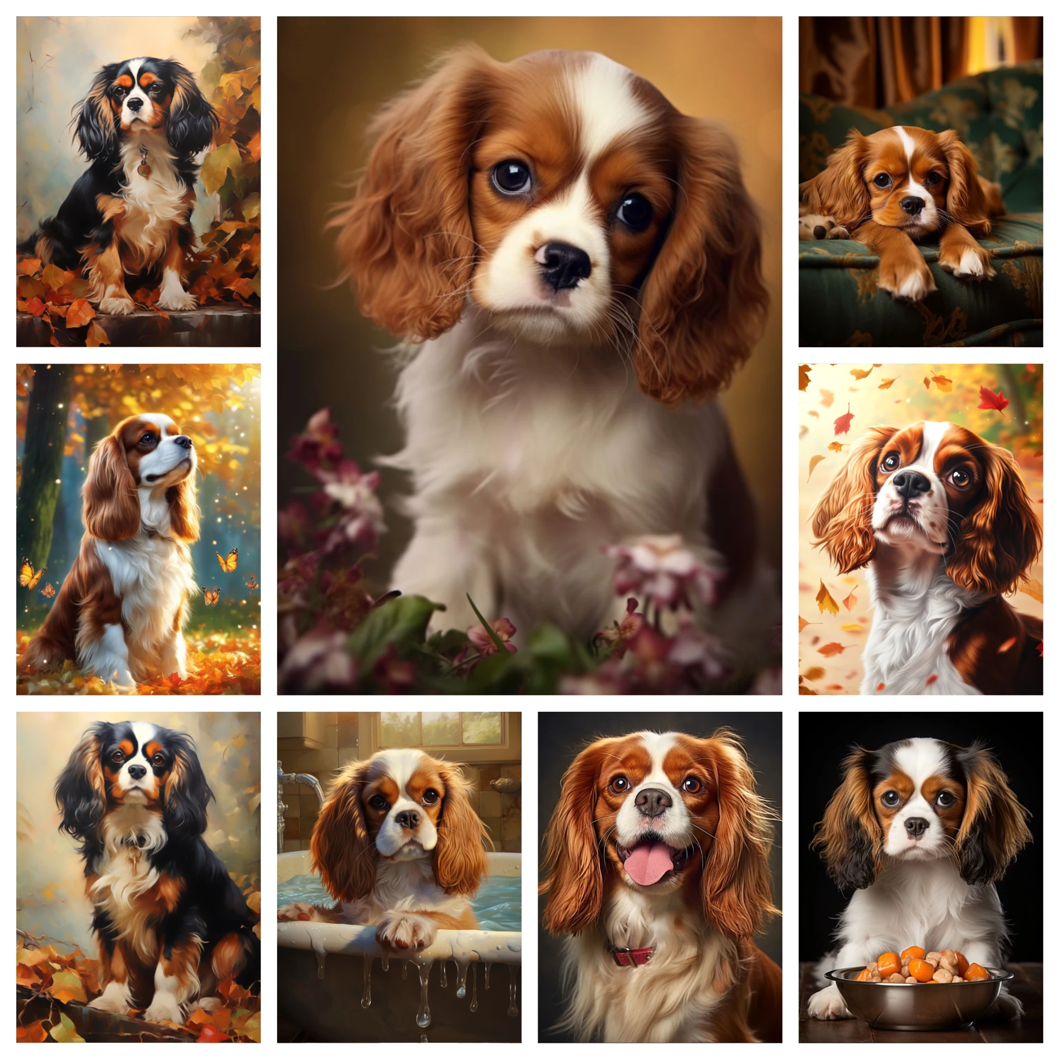 King Charles Spaniel Diamond Painting Pet Dog Art Portrait Diy Diamond Embroidery Cute Dog Home Decor Mosaic Painting