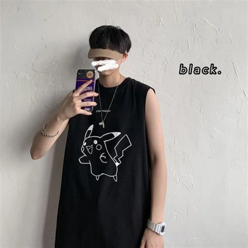 top summer short sleeve vest male Korean version 2024 new T-shirt sleeveless loose everything casual