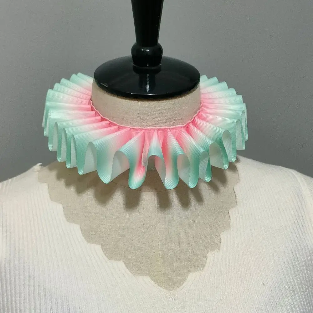 Detachable Neck Ruffled Collar Vintage Victorian Costume Circus Clowns Ruff Collar Organza Retro Renaissance False Collar