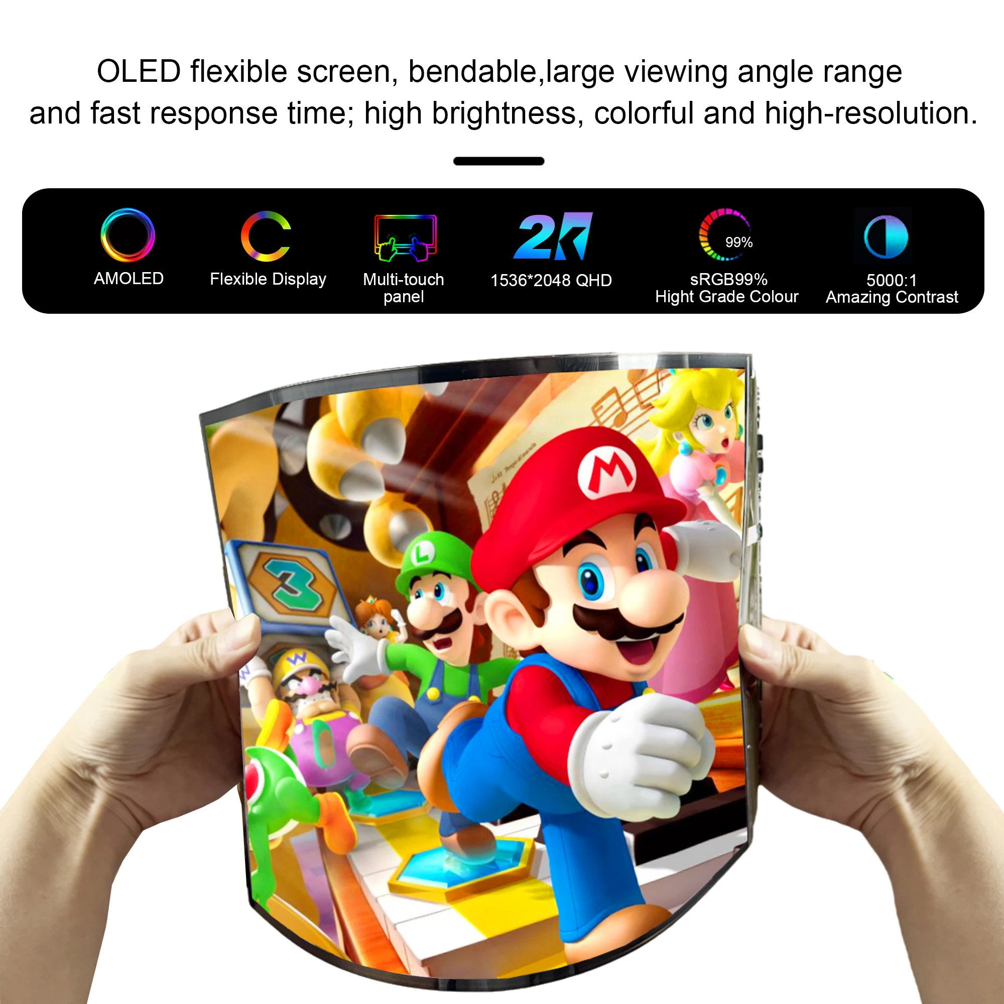 Imagem -02 - Wisecoco-tela Sensível ao Toque Oled Flexível Amoled Display Raspberry pi 2k 1536x2048 Usb-c Placa Controladora Painel Ips Dobrável 133