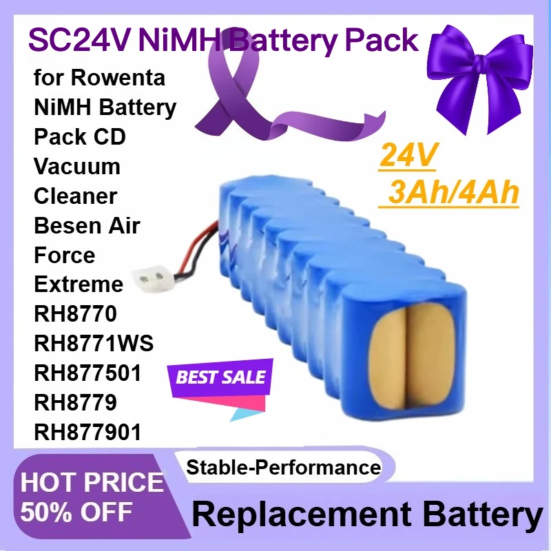 

24V 4Ah SC24V NiMH Battery Pack For Rowenta CD Vacuum Cleaner Besen Air Force Extreme RH8770 RH8771WS RH877501 RH8779 RH877901