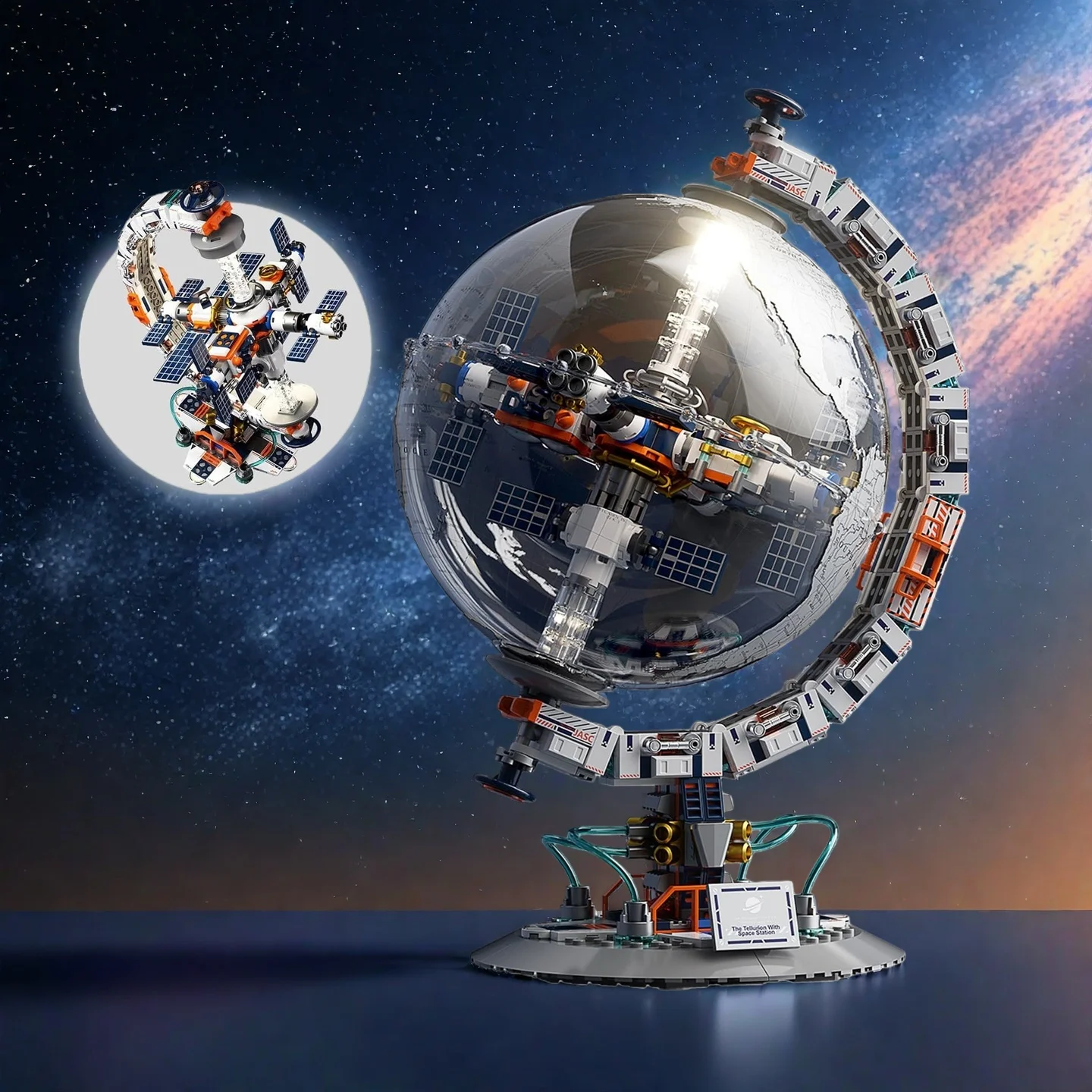 

Creative building blocks Dawn Globe puzzle assembly toy including space station model ornaments for Kids Birthday Christmas Gift