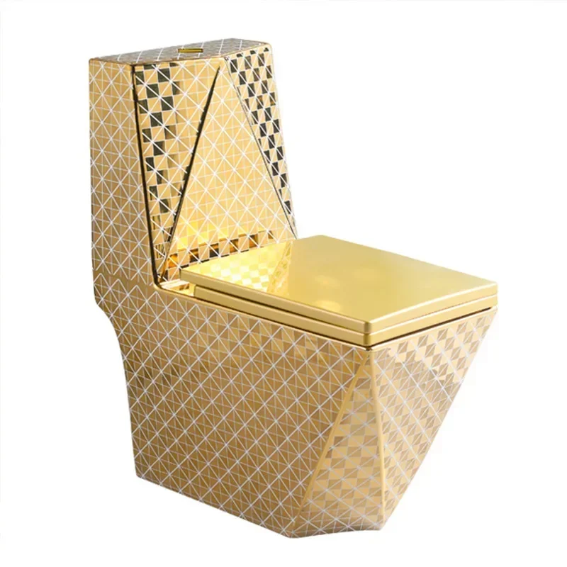 

Middle East Electroplated Golden Toilet Hotel Bathroom Ceramic High-End Toilet Manufacturers One-Piece Pumping Deodorant Toilet