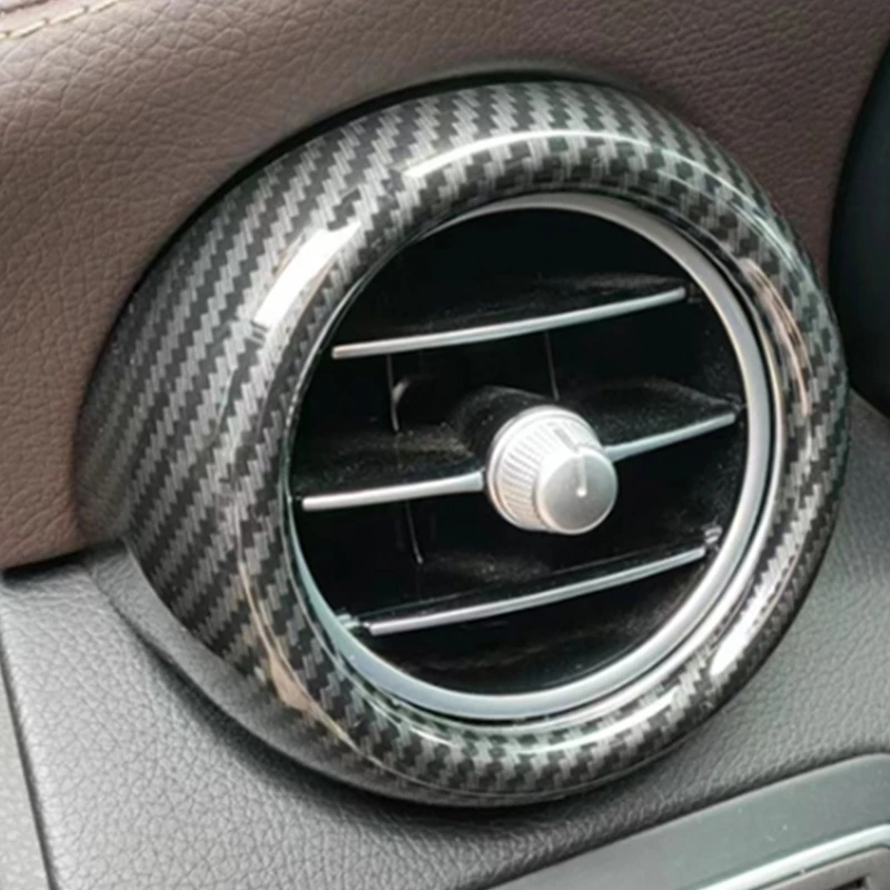 Car Styling Front Air Conditioning Vents Rings Decor Cover Trim Carbon Fiber Color For Mercedes Benz GLC 2020-2022 Accessories