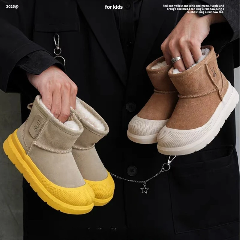 

Детские зимние сапоги, новинка зимы 2024, корейская версия, бархатные утепленные ботинки для мальчиков, теплые хлопковые сапоги для девочек