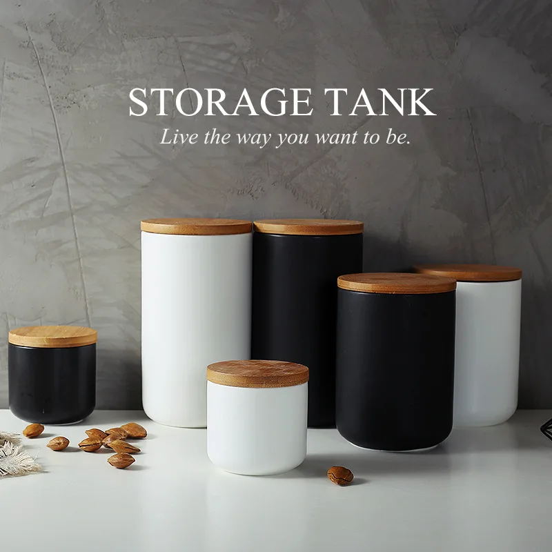 Ceramic Storage Tank Coffee Storage Jar Kitchen Tank Grain Moisture-proof ank Large-capacity Sealed Jar