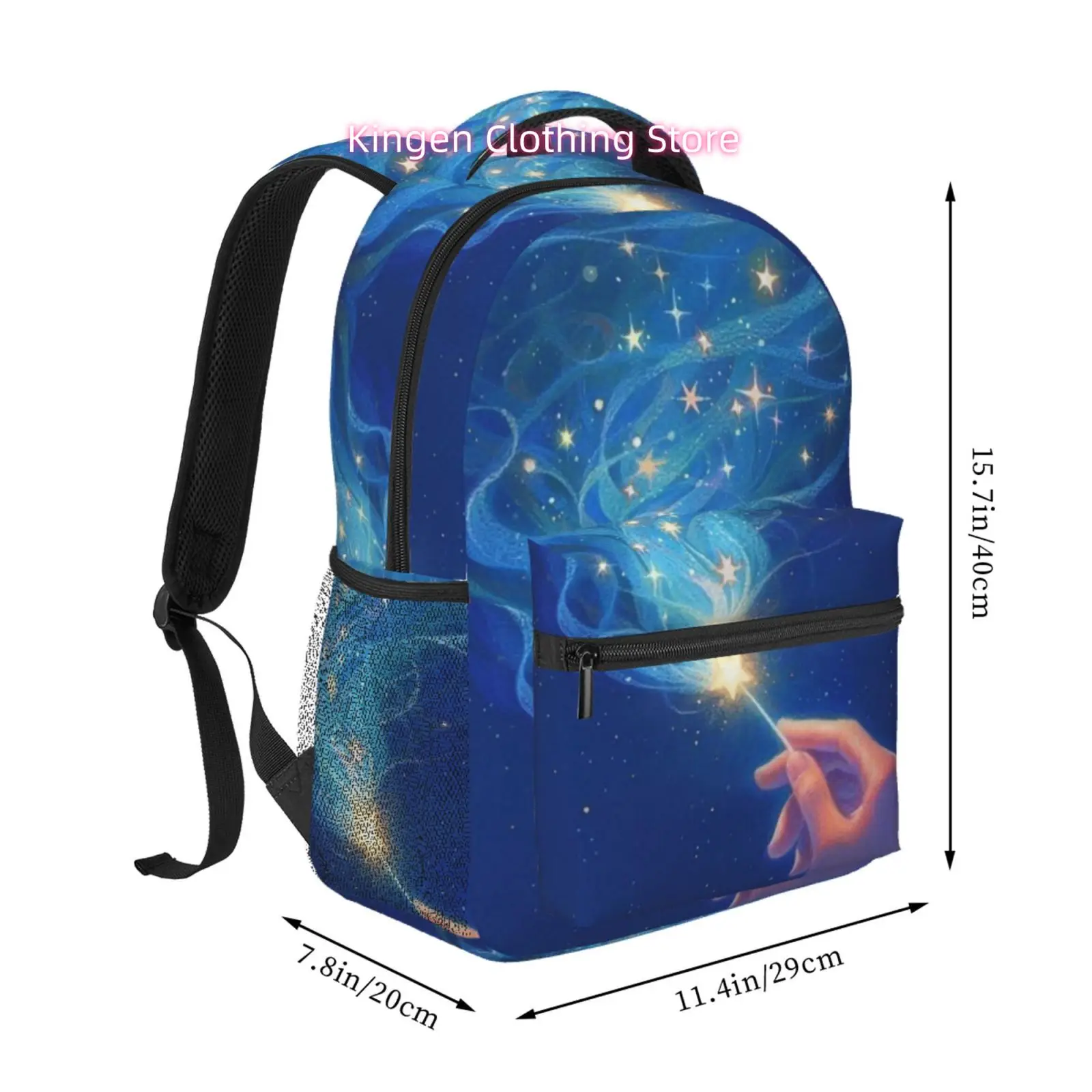 Magic Wand Themed Backpack with Starry Night Sky Print - High Quality Oxford Cloth Suitable for, Travel & Daily Commute, Adjusta