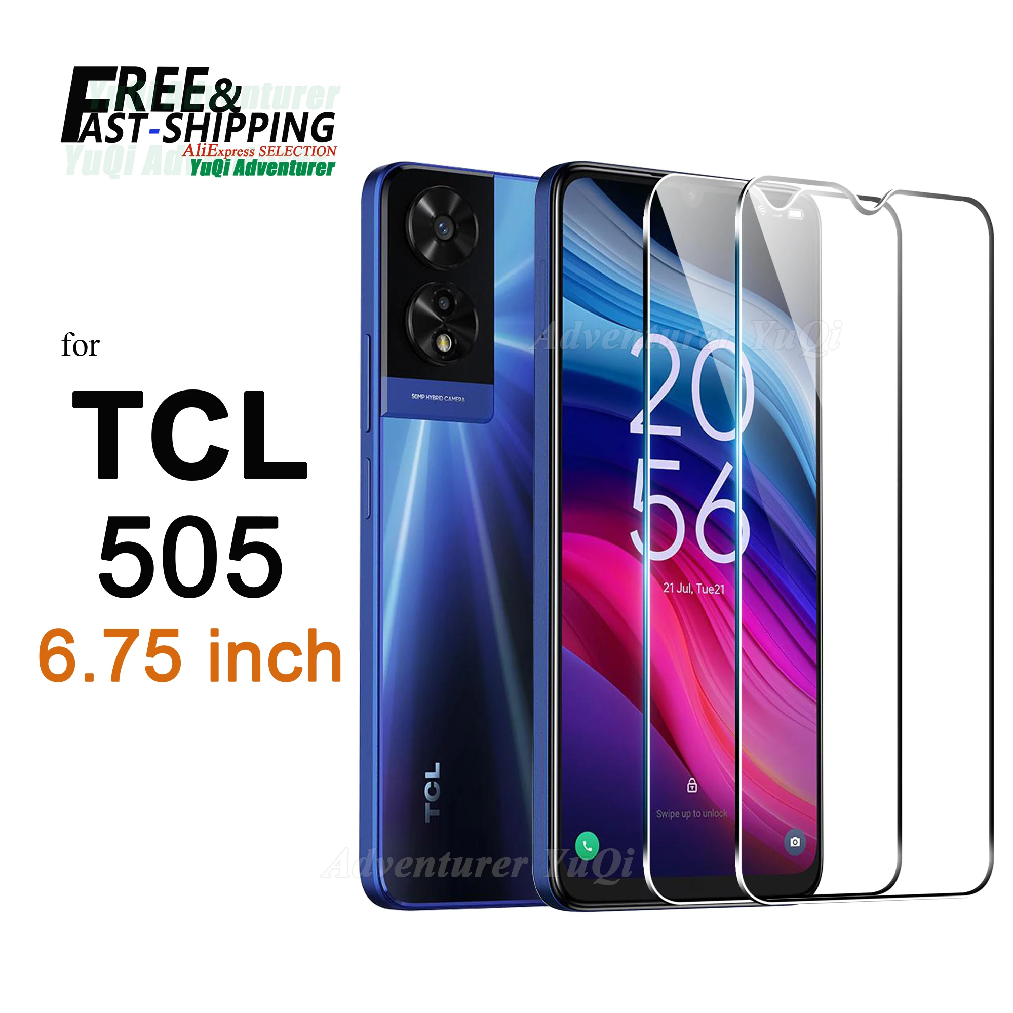 Screen Protector For TCL 505 4G 6.75 inch Tempered Glass HD Crystal Mica 9H Anti Scratch Case Friendly Clear