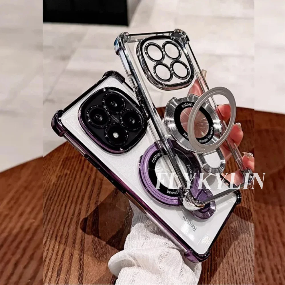 Phone Case For Samsung A17 A16 A36 A56 A15 A25 A35 A55 A14 A34 A54 Soft Silicone Shockproof Electroplated Magnetic Bracket Box