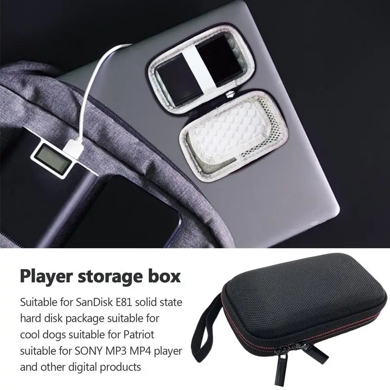 Hard Disk Case For Kugou MP3 Player Waterproof Hard Case Black MP4 Player Bags Travel State Drive Pouch MP3 Player Organizer