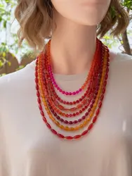 Bohemian Multi-layered Beaded Necklace with Exaggerated Collarbone Chain for Women Weaving Holiday Beach Fashion Accessories