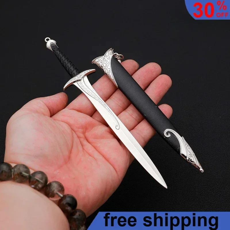 Elf Sting Metal Katana Sword Keychain, Hobbits, Frodo Baggins, Bilbo Baggins, Middle Earth Weapon, Samurai Gift Toys, Ornements, 22cm