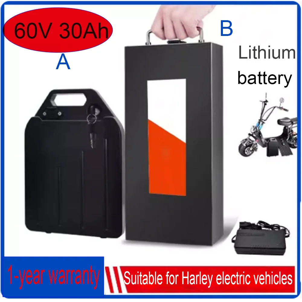 60V 10Ah 20Ah 30Ah Electric vehicle lithium battery  1500W for Harley two wheel foldable Citycoco electric scooter