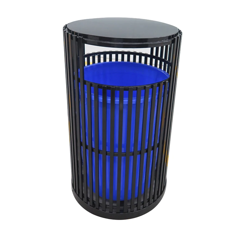 

HOT selling blue color grid outdoor large modern trash can galvanized steel waste container bin recycling bin