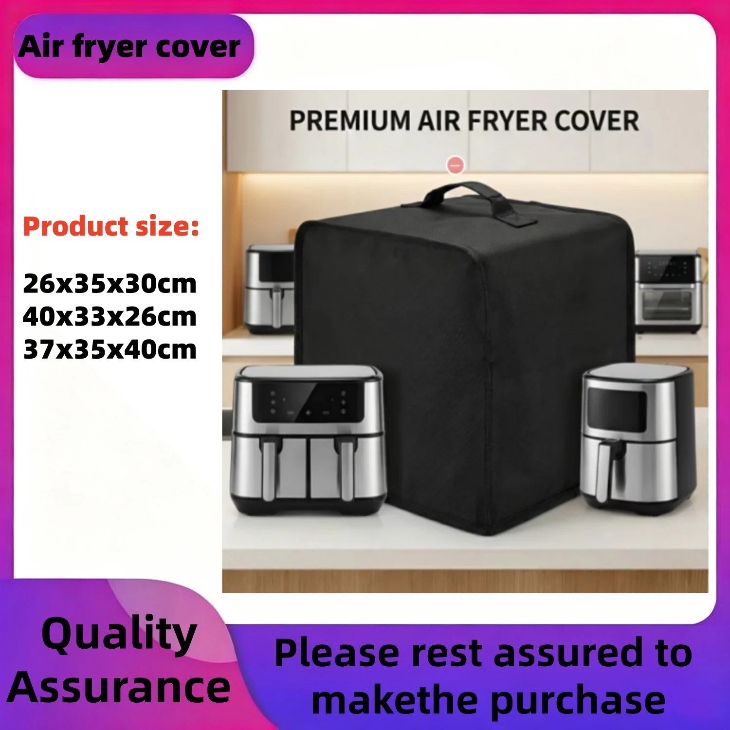 Air Fryer Cover, Heavy Duty Durable Oxford Fabric Protective Cover for Many Air Fryer Models with Portable Webbing Handle