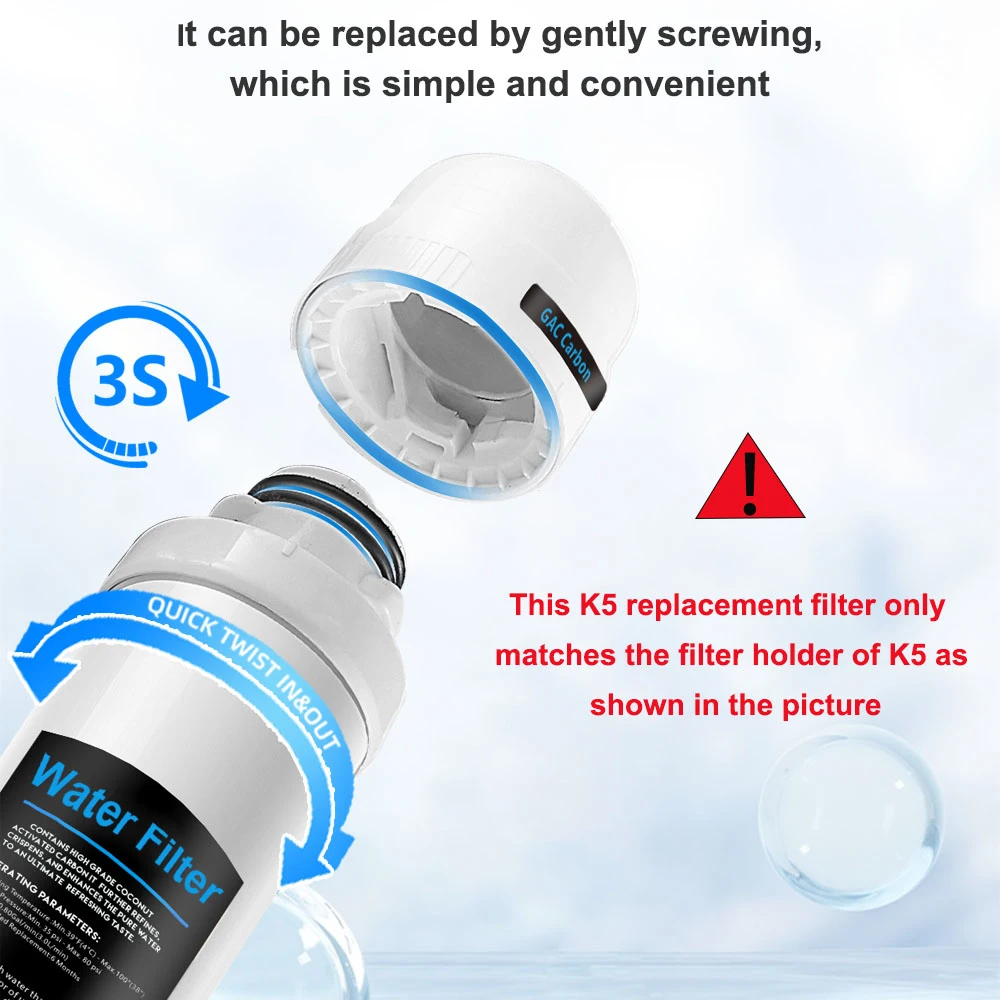 K5 2PCS Acting Calcium Carbon Water Filter For Instant Boiling (Multipurpose filter element for refrigerator under sink)