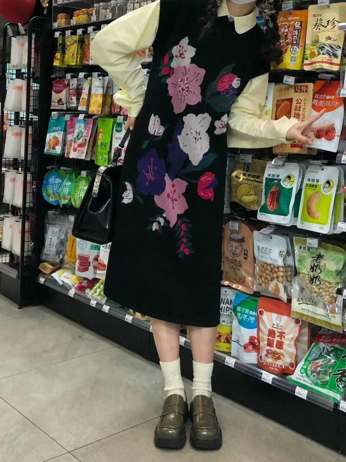 

Knitted Sleeveless Dresses Summer Womens Fall Patched Splicing Stacked Fairycore Rolled Snap-Buttons Petal-Sleeve Pockets Trendy