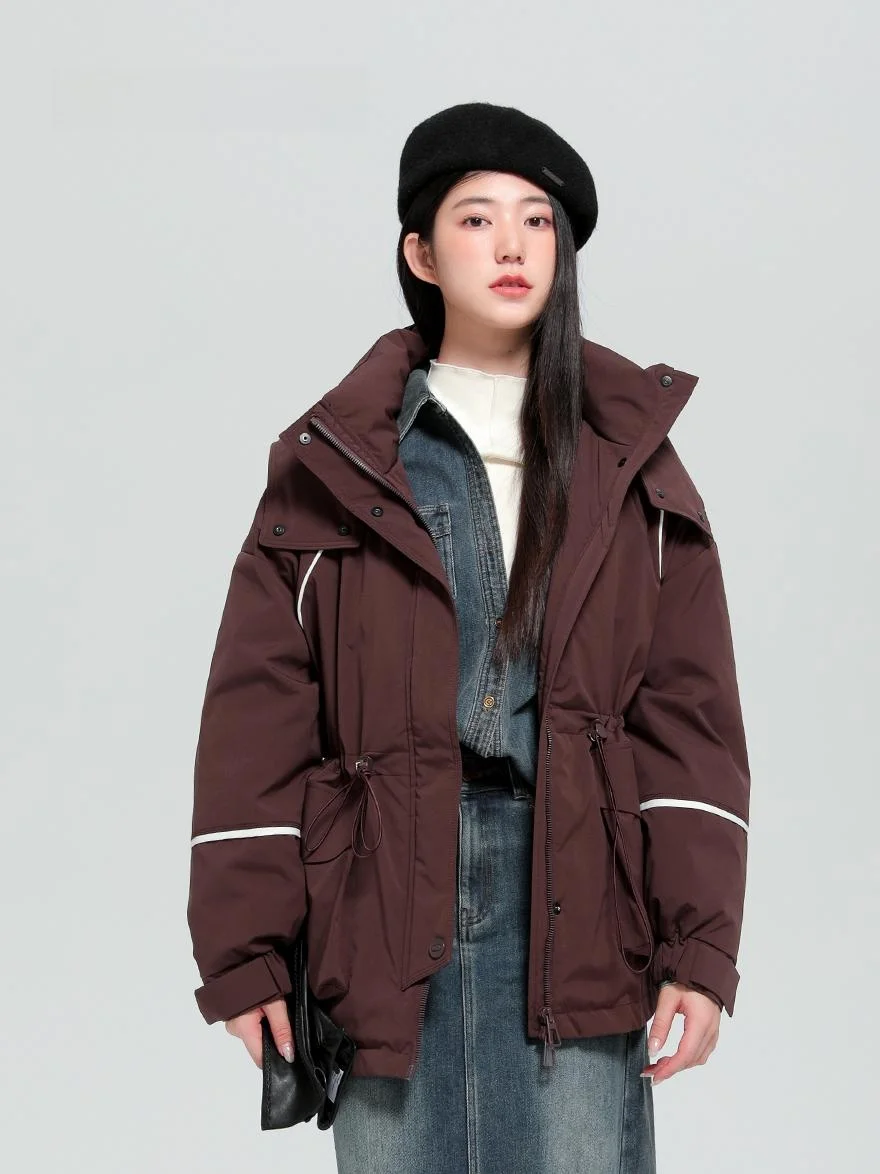 

Пальто-парка с эффектом похудения, с капюшоном, приталенное, с воротником-стойкой, для повседневной носки, на молнии, цветной