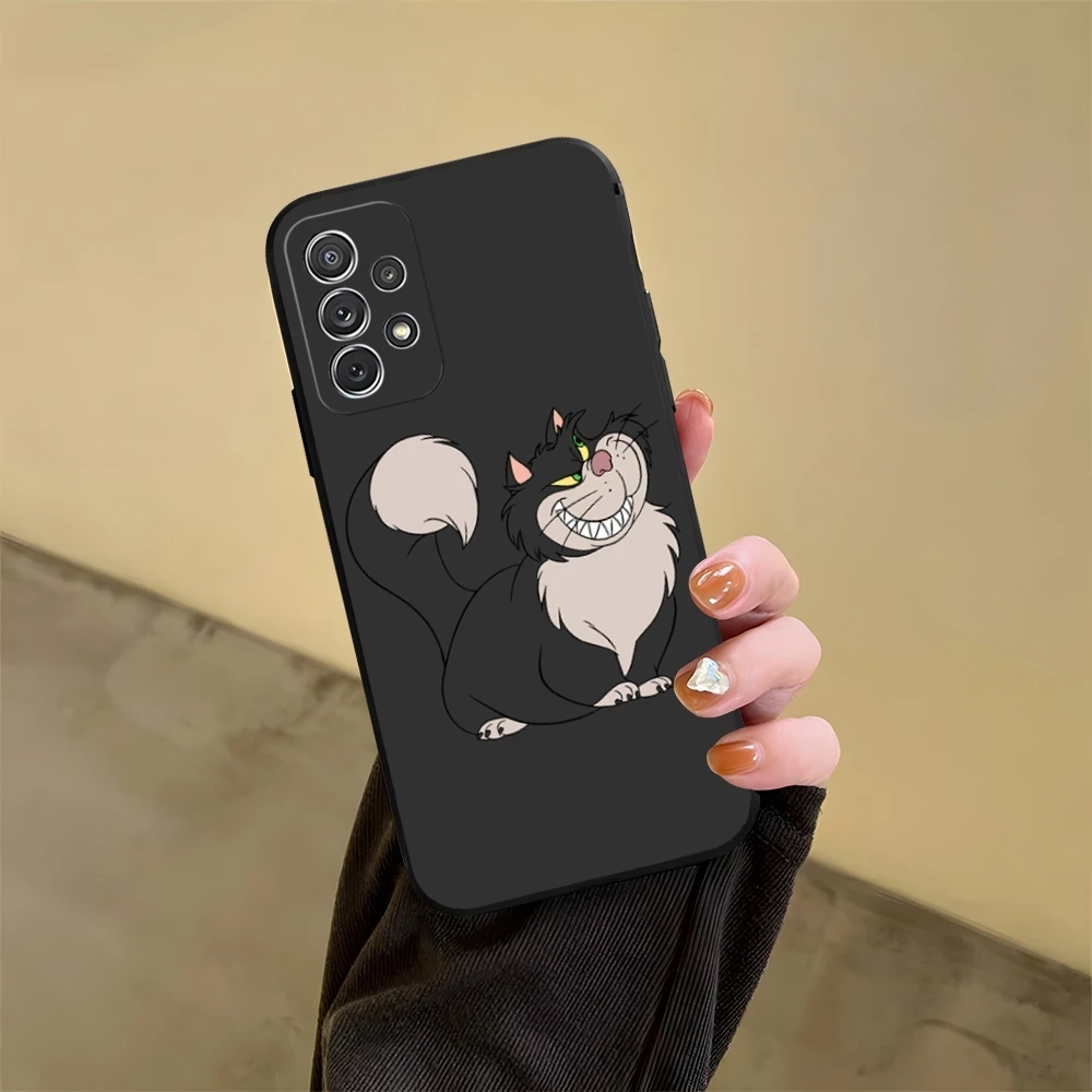 Cinderella Lucifer Cat Phone Case for Samsung Galaxy S23 S24 S20 S21 S22 Ultra Fe Plus M54 A34 A54 A24 A52 A53 Coque