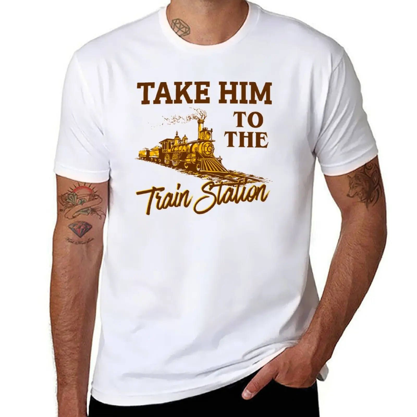 

Take Him To The Train Station, Yellowstone Lover T-Shirt cotton t shirt man men t shirt cotton 100% T-Shirt