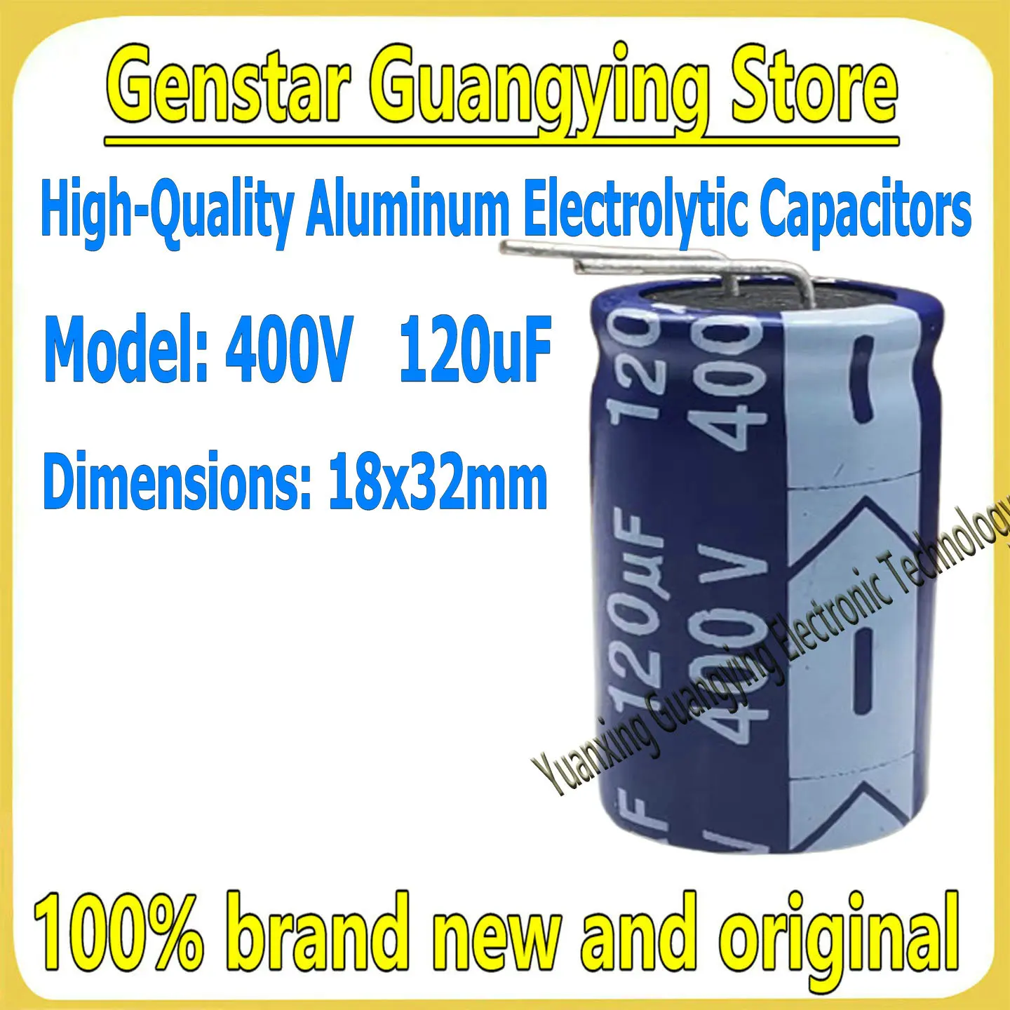(2 pieces) High-quality 400V 120UF 18×32mm 120UF 400V 18×32 90-degree bent leads aluminum electrolytic capacitors