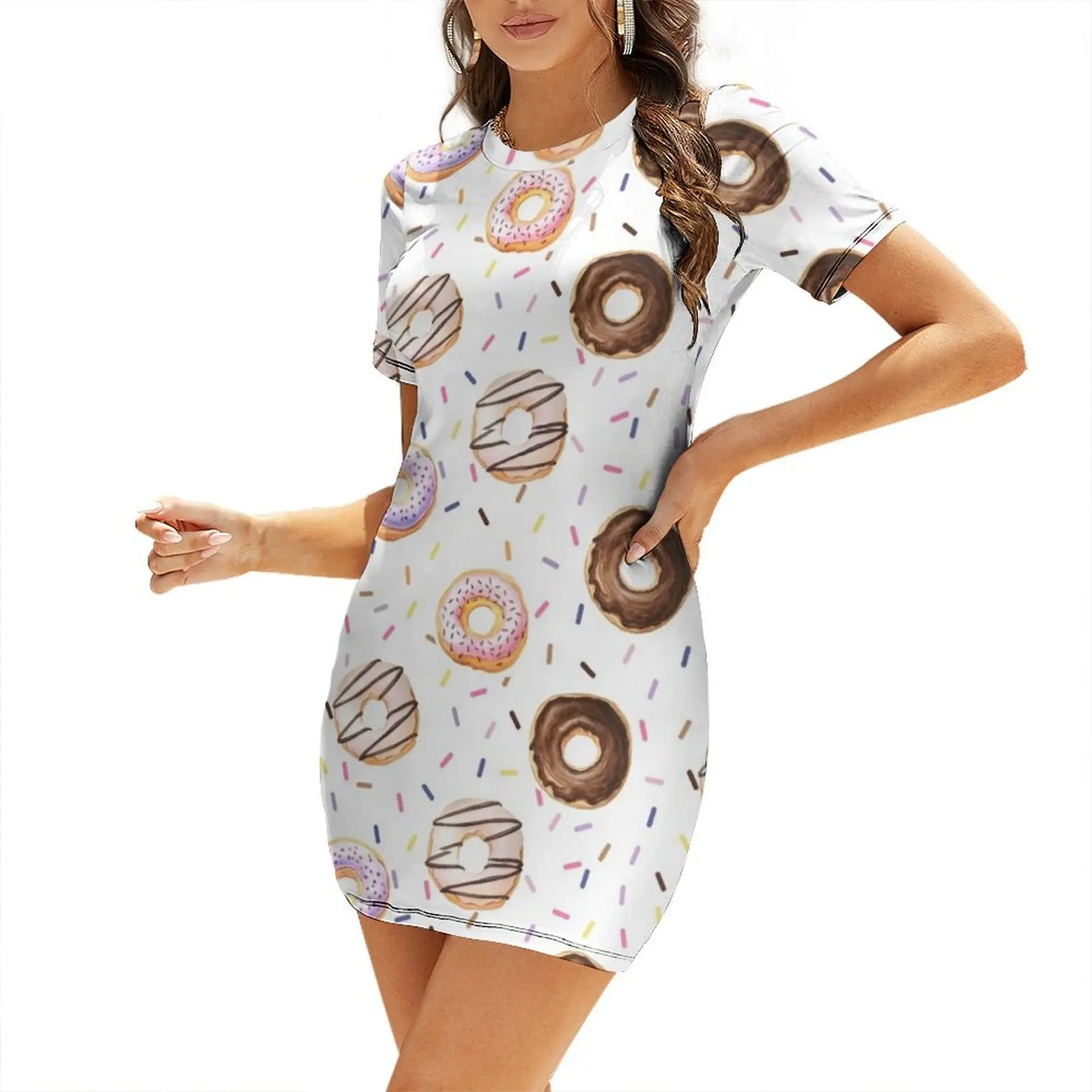 

Donut design Short Sleeved Dress elegant women's sets beach dresses