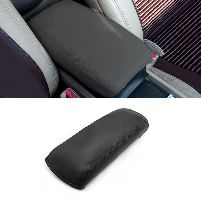 For Honda Civic 8th Gen 2006 2007 2008 2009 2010 2011 Car Center Console Armrest Box Cover Black  Microfiber Leather Thread Trim