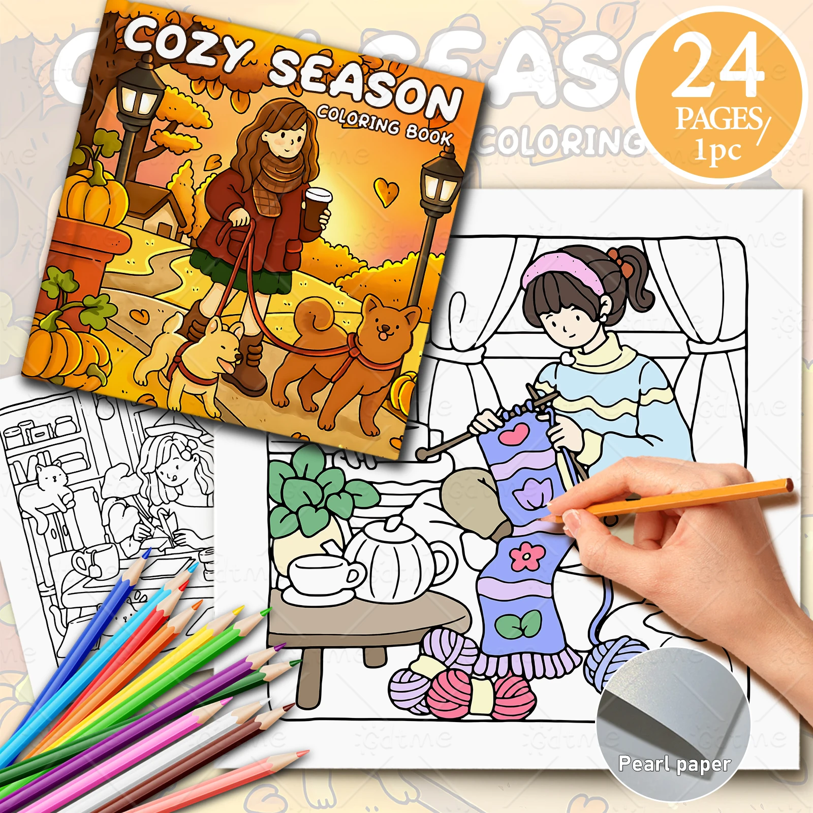 COZY SEASON Coloring Book Stress Relief Educational Paperback Painting Gift Montessori Drawing Toy for Adults And Teens