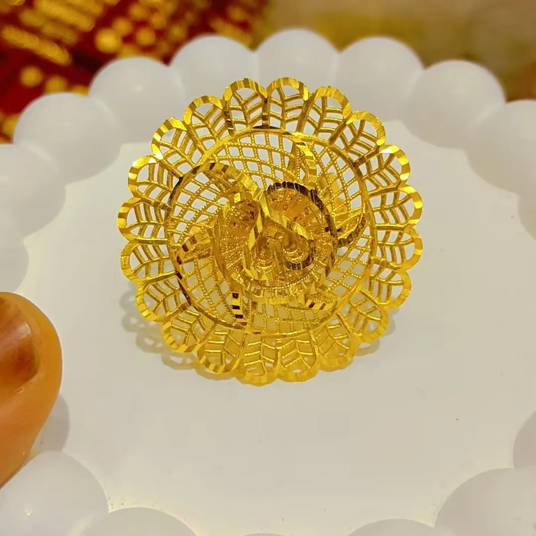 

New Dubai Nepal Spain 24K Gold Plated Alloy Ring Engagement Party Jewelry Gift for Women YY10681