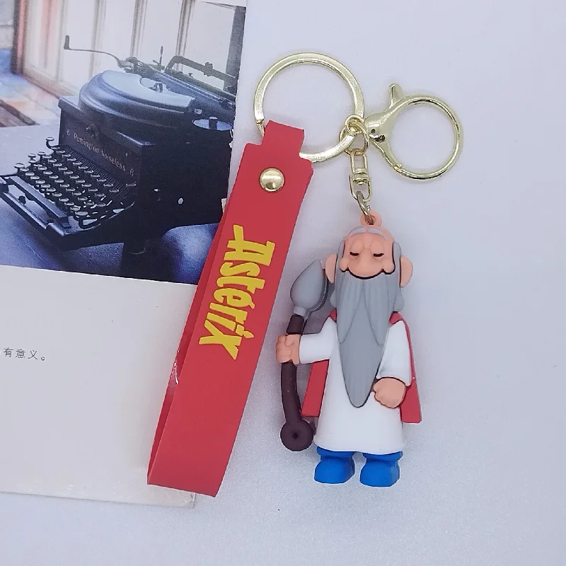 Cartoon Asterix Keychains Doll Keyring Couple Pendant Car Key Chain Key Pendant PVC Backpack Pendant Gifts For Kids Keyring